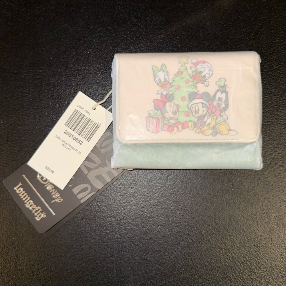 Loungefly Snap Wallet BABY MICKEY & FRIENDS Christmas Tree Green Minnie NWT